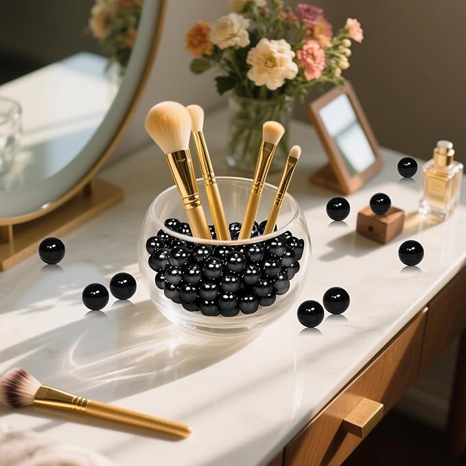 1400Pcs Black Vase Filler Pearl Beads for Crafting 8mm Beads No Holes Decor Suitable for Wedding Decor, Party Decorations, Centerpiece Table Decorations