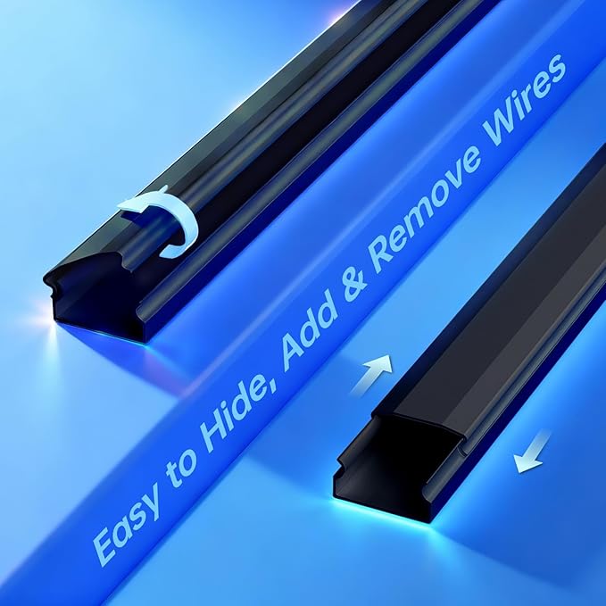 Delamu Black Cord Hider, 85in Cord Covers for 3-4 Wires on Wall, Large Cable Hider, Premium Wire Covers for Cords on Wall, Easy Set-up Cable Cover Raceway, TV Wire Hiders Wall, W1.18 H0.67in, Black