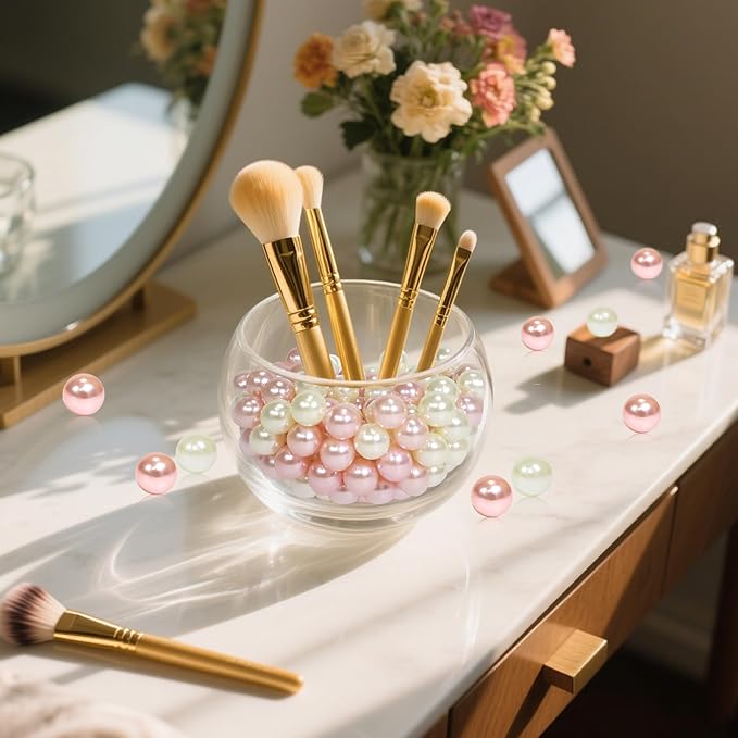 600Pcs Cream&Pink Vase Filler Pearl Beads for Crafting 10mm Beads No Holes Decor Suitable for Wedding Decor, Party Decorations, Centerpiece Table Decorations