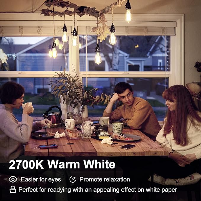 TJOY Edison Light Bulbs 60W Equivalent, Dimmable Vintage LED Light Bulbs, E26 Medium Base, Warm White 2700K, ST58, 8W, 800LM, 80+ CRI, Antique Decorative LED Filament, Clear Glass, 4 Pack