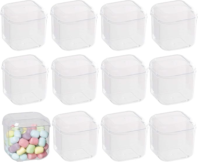 Hammont Acrylic Box - Party Favor Gift Boxes - Clear Cube with Rounded Edges for Gifts, Weddings, Treats, Candies & Accessories - Square Home Storage Boxes | 3”x3”x3 (12 Pack)
