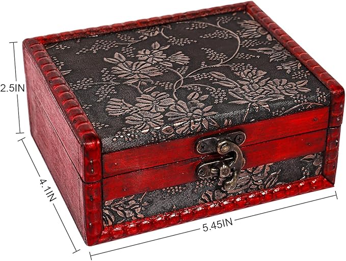 SICOHOME Tarot Card Box - 5.46" x 2.5" x 4.5" Wooden Treasure Box, Vintage Tarot Card Holder and Case, Decorative Storage Bin, Home Decor