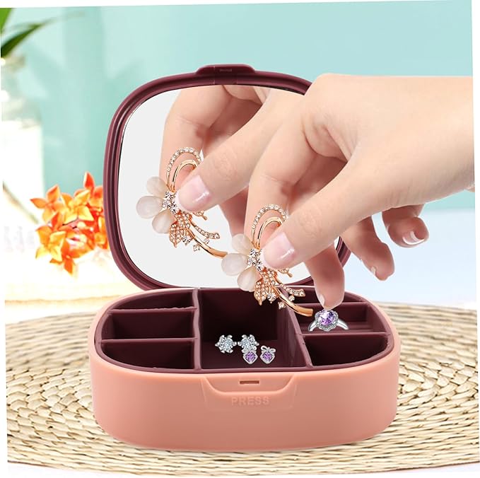 BESPORTBLE Portable Jewelry Storage Box Mirror Jewelry Organizer for Travel Makeup Organizer Mirror