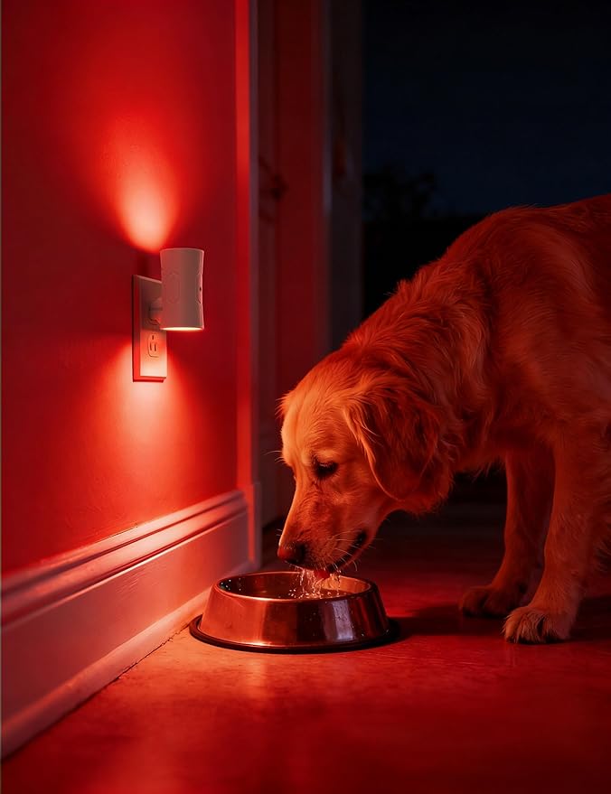 fesnne Night Light, Night Lights Plug into Wall [2 Pack], 0-100LM Adjustable Brightness Light Sensor Nightlights Plug in Wall for Hallway, Bathroom, Adults, Red Led Nightlight