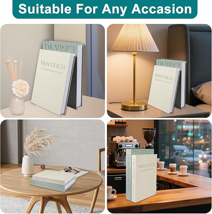 Decorative Books for Home Decor, Set of 2 Linen Decorative Boxes for Aesthetic Room Decoration, Coffee Table Decor, Keepsake, Hidden Storage with Magnetic Closure (Sage+Beige)