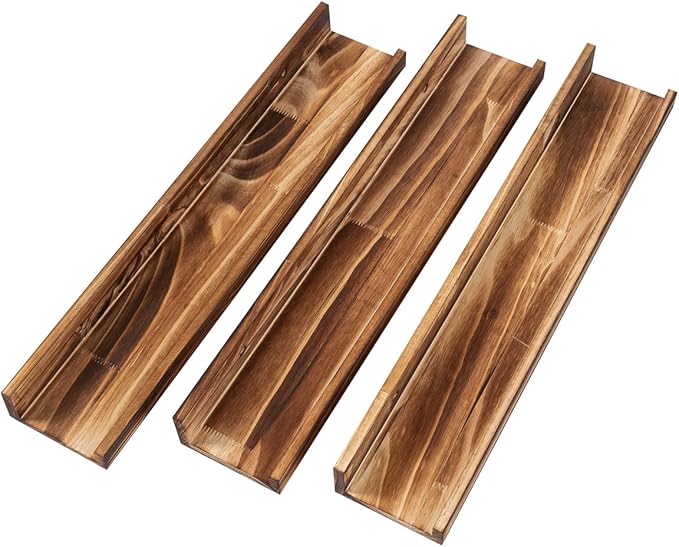 AZSKY 24 Inch Floating Shelves Set of 3 - Rustic Wood Picture Ledge Shelf for Home Storage Decor - Nursery Book Shelves, Wall Mounted Kids Bookshelf for Living Room, Bedroom, Photos & Vinyl Records