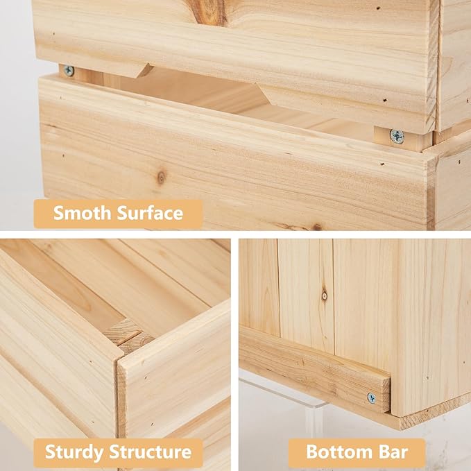 Oairse Set of 3 Rustic Wooden Storage Crates - Vintage Wood Storage Boxes with Handle for Home Organization Wooden Container Boxes Wood Baskets for Display Kitchen Pantry Cabinet, Shelf, Counter