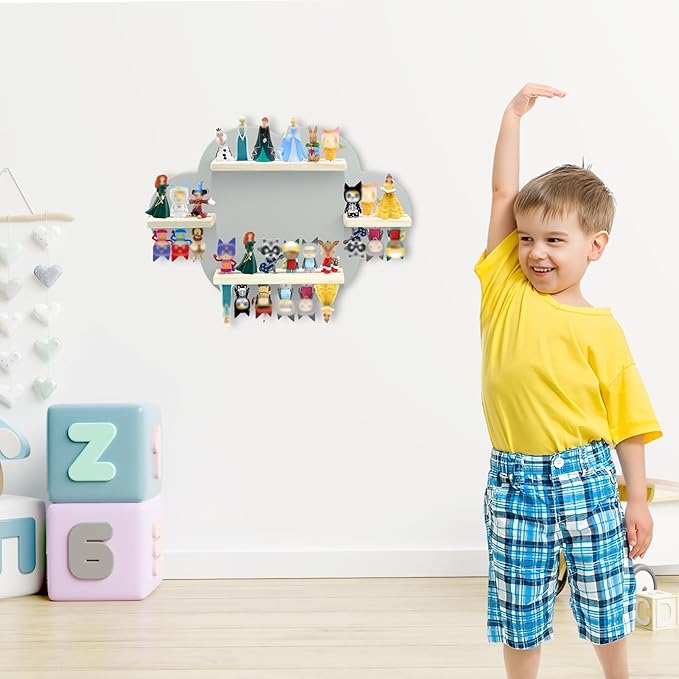 Taladad for TonieBox and Tonie Shelf Cloud,Tonies Storage for 12-20 Tonie Figures Characters Magnetic Wall Shelf for Tonies Toniebox, Charging Station (Grey-Without Box Holder)