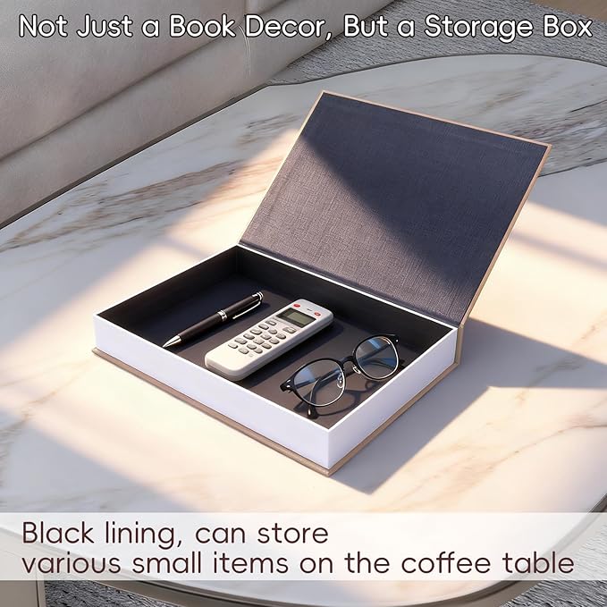 XKDOUS Set of 3 Aesthetic Decorative Books for Home Decor Coffee Table Books Hollow Keepsake Photo Storage Boxes Modern Shelf & Bookshelf Decoration for Living Room, Bedroom