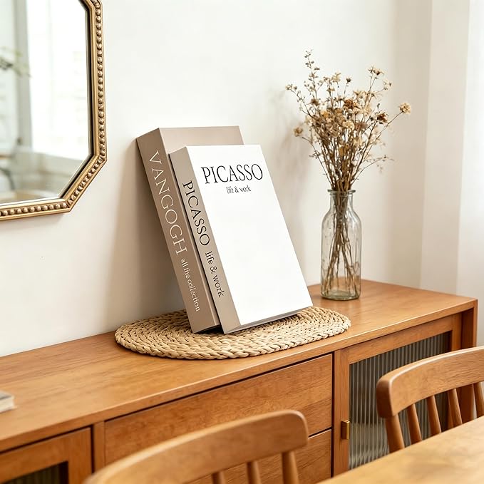 Set of 2 Decorative Books - Linen Faux Fake Books for Decor Aesthetic, Decorative Book for Coffee Table,Bookshelf,Office Table, Home Decor, Fake Book Storage Box for Trinkets Photo-BB002-2PCS