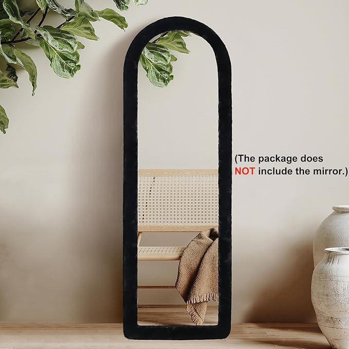 AnorTrek Fluffy Mirror Cover for Arched & Full-Length Mirrors (59"x16") – Stretch Fabric, Non-Slip Backing, Decorative Protector – Soft & Durable Décor (Mirror Not Included)