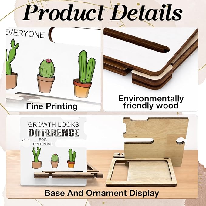 Mental Health Desk Decor Sign - Multi-functional Desk Organizer - Inspirational Growth Looks Different for Everyone Sign for Home Therapy Office School Counseling