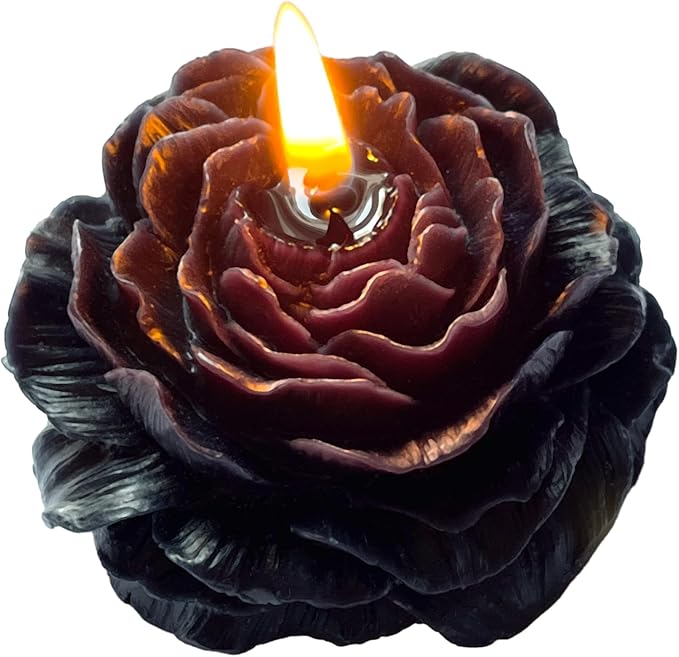 Black Peony Flower Shape Candles for Women Men Friends Colleague Classmates Gift, 3 Inch Pastel Aesthetic Scented Candle with Agarwood Fragrance