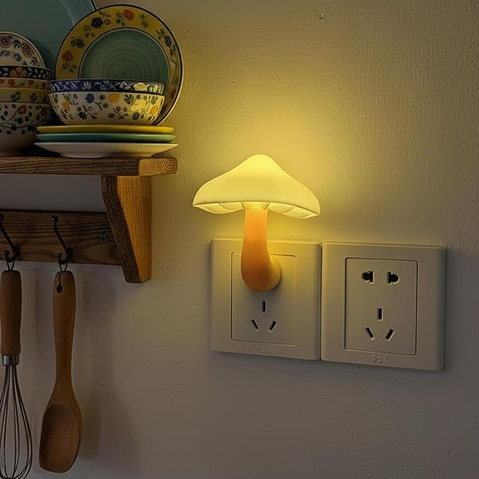 AUSAYE Sensor LED Night Light Plug in Wall Lamp, Energy Saving NightLight Cute Mushroom Night Lights for Adults Kids Bedroom,Bathroom,Toilet, Stairs, Kitchen,Hallway Corridor Warm White