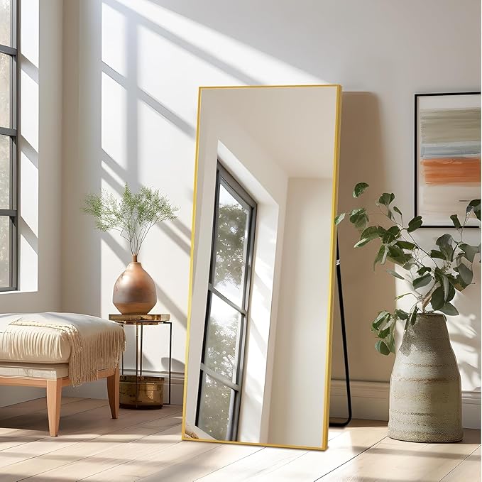 Simple Deluxe Full Length Mirror, 65"×24" Large Floor Mirrors, for Wall Door Bedroom Bathroom Living Room (Gold)