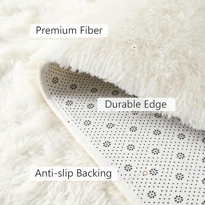 BENRON Fluffy Runner Rugs 2x4, Soft Long Runners for Bedroom Hallyway Entryway Kitchen, Washable Fuzzy Throw Rug for Kids Girls Room Decor Photo Prop, Cream White