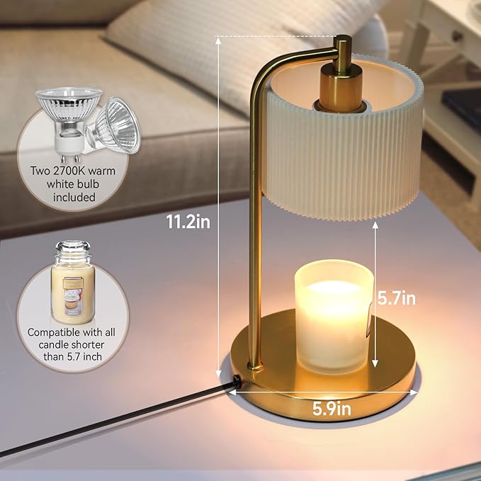 NITOWOLF Candle Warmer Lamp with Timer, Dimmable Wax Warmer Lamp Candle Lamp for Scented Candles with Bulbs, Mothers Day Gifts for Mom, Birthday Gifts for Women (Gold)