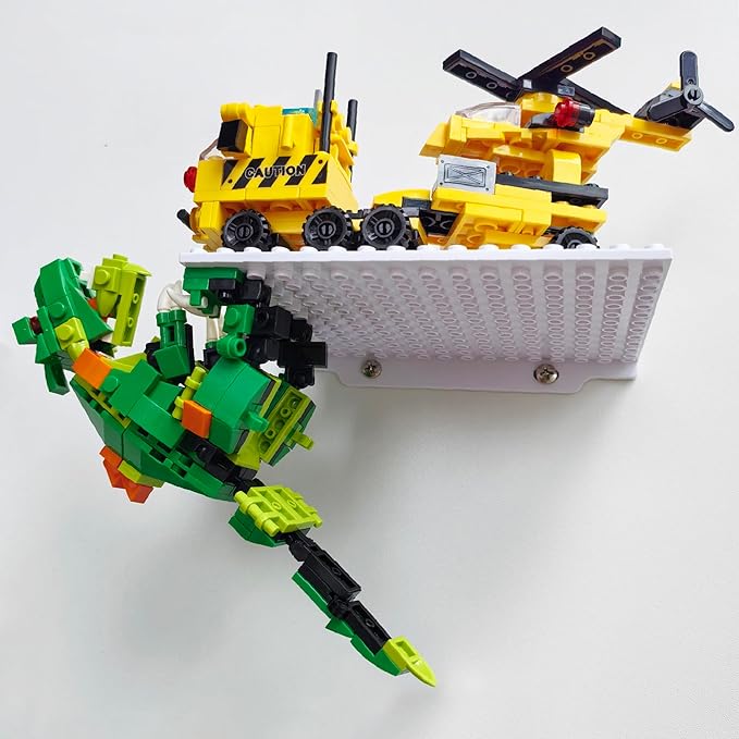 LRANFOW 6 Pack Wall Display Shelves with Dual Sided Building Studs, 4x5 Inch Baseplate Shelf Compatible with Lego Building Bricks for Organized Storage & Modern Room Deco Builders Gift, 16x13 Studs