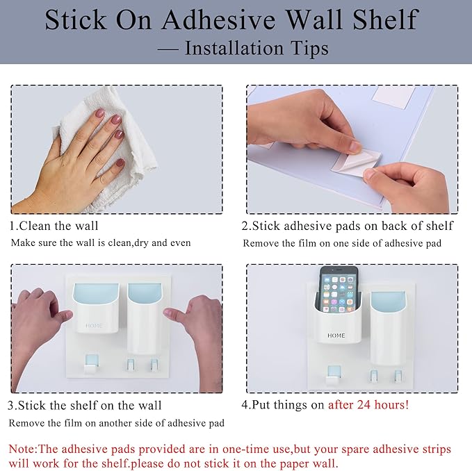 Bedside Shelf Organizer,Stick On Adhesive Wall Mounted Floating Shelf Holder for Phone,Headset,Remote-Good for Home,Dorm,Bedroom(Vertical Type/Black)