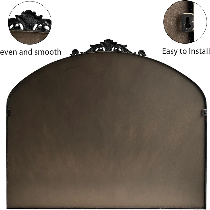 HQiJun Black Vintage Wall Mirror Window Decorative Traditional Mirrors Antique Arched Farmhouse for Living Room Bedroom Entryway Bathroom Vanity (29 * 36 * 1.2,Black)
