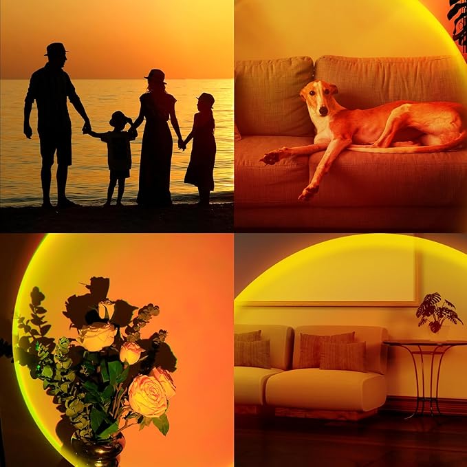 XEBKOR Sunset Lamp Projector,360 Degree Rotation Sun Lamp Led Night Light with USB Port,Sunset Lamp for Room Decor, Photography,Tiktok Live,Christmas Gifts for Women