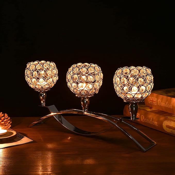 VINCIGANT Candle Stick Holder Decor Gold Candle Holders for Wedding,3-Candle Candelabras for Valentine's Day Party Dinning Room Table Centerpiece,Gift Boxed for Housewarming
