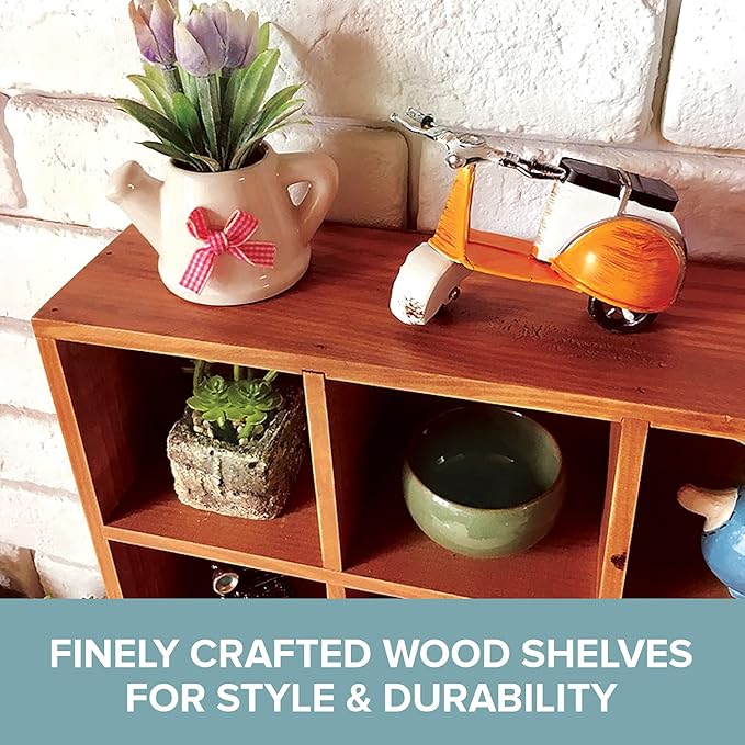 Primo Supply 2-Way Wood Cabinet Cubbies - Rustic Home Decor - Floating Shelves for Storage - Farmhouse Desk Shelf with Drawers - Cube Shelf Display - Vintage Bedroom Decor
