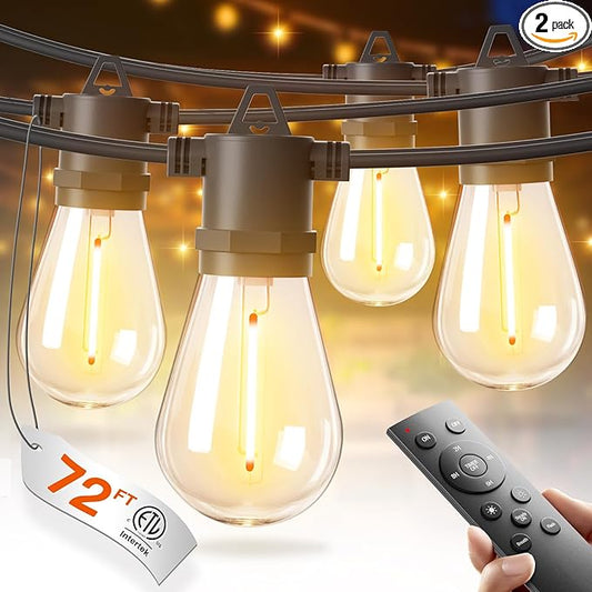 addlon 72FT(2FT Space) LED Outdoor String Lights with 36 Edison Shatterproof Bulbs, Heavy-Duty and Weatherproof Strand, Commercial Grade Patio Lights, Decorative for Patio, Black