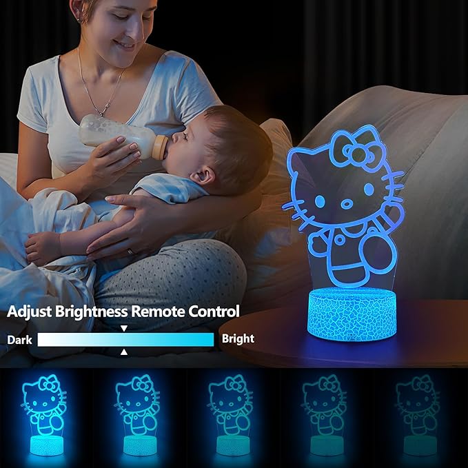 AIHYING Cat Night Light Cute Night Light - Anime Charater 16 Color Change Decor Kitty Lamp with Remote, Dim, Timer,Kids Gifts for Christmas Birthday,Nursery Baby