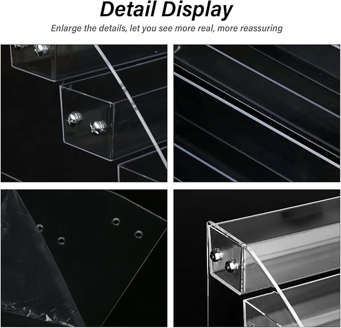 Acrylic Risers Display Stands, 12 Inch Clear Acrylic Shelves 4 Tier Perfume Stand Organizer Desktop Plastic Storage Box for Figurine Display, Makeup, Toys, Cupcake.