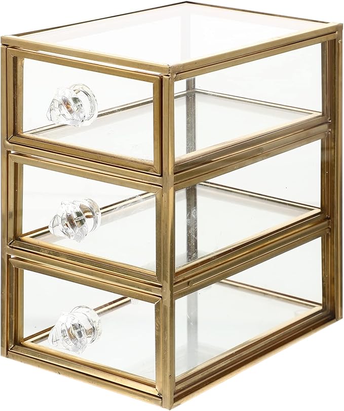 Happyyami Space-saving Cosmetics Jewelry Storage Box Drawer Glass Organizers and Storage Makeup Organizer