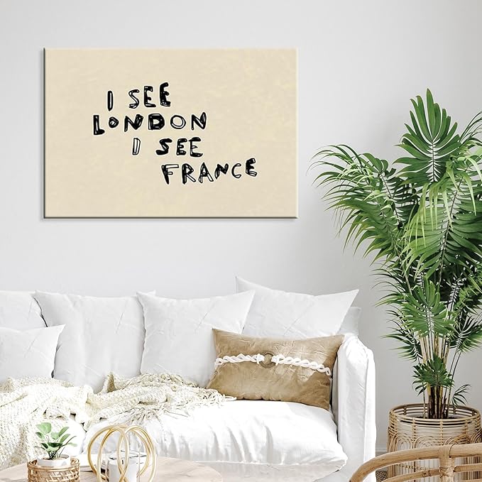 Funny Neutral Bathroom Wall Art I See London I See France Posters Quirky Humorous Black Typography Print Above Toilet Modern Minimalist Wall Decor For Home Apartment Dorm 16x24in Unframed