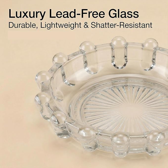 Bubble Smoky Glass Candle Holder – Modern Anthropologie-Inspired Decor Dish for Small Candles & Diffusers | Stylish Tabletop Accent for Home Bar & Cozy Living Spaces (1, Clear)