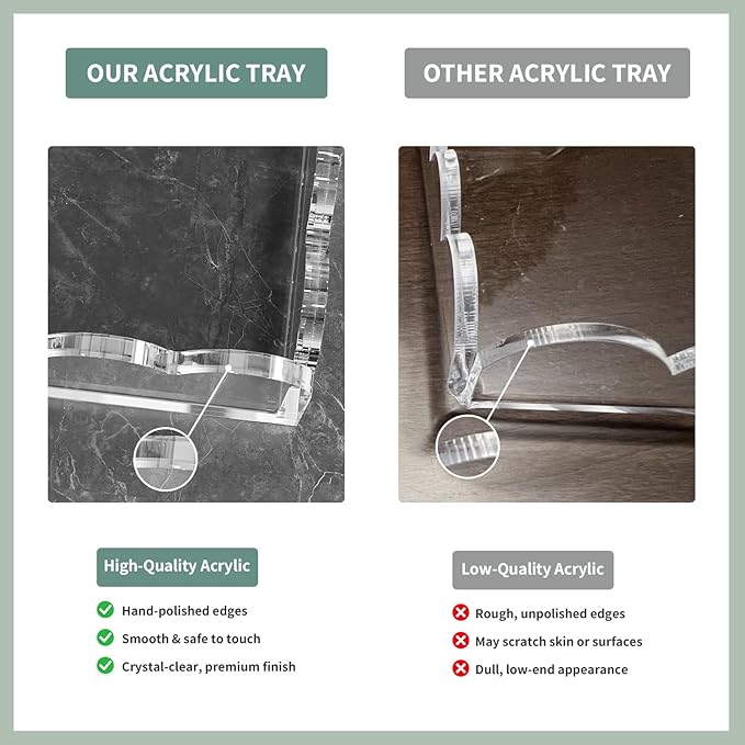 Scalloped Acrylic Tray 2 Pack, Clear Acrylic Decorative Tray for Vanity Jewelry Display, Countertop Organizer Tray for Perfume Makeup, 7 x 5 Inch 8 x 8 Inch Acrylic Organizer for Bathroom Home Decor