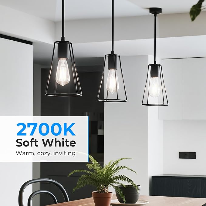 GvvooHome Dimmable Edison Bulbs, 4000K Daylight White, 6W Equivalent to 60 watt E26 LED Bulb, ST58 Vintage Light Bulbs, 600LM, 90+ CRI, E26 Base, Clear Glass, 6 Pack