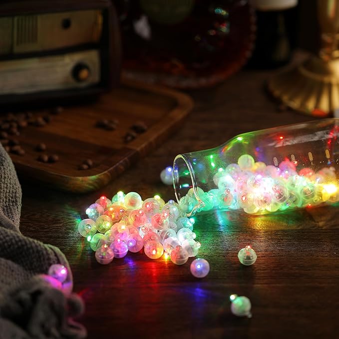 Aogist 200Pcs 10-Colors Balloon Lights with Hook,Long Standby Time,Waterproof Mini Light for Birthday Party Wedding Christmas Halloween Easter Decorative (Steady)