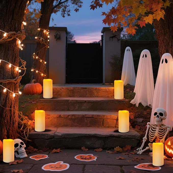 Artmarry Flickering Flameless Candles Outdoor Indoor Large (D 3" x H 6") LED Candles, 2Pcs Pillar Outdoor Indoor Battery Operated Candles with Remote for Home Wedding/Christmas/Holiday Décor