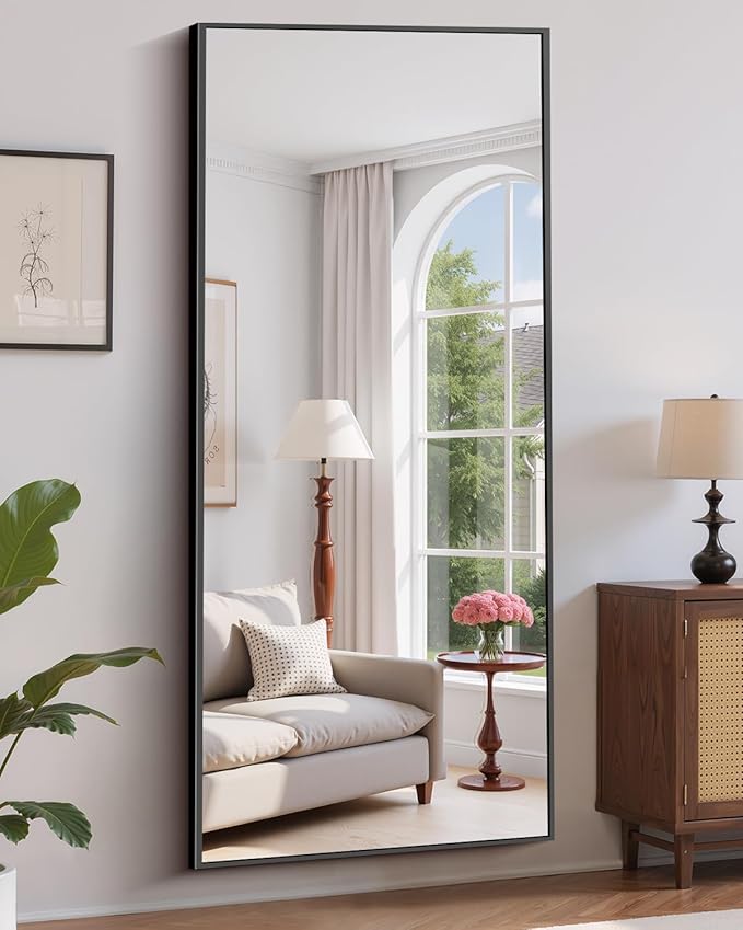71"x30" Floor Mirror Full Length - Standing Mirror with Aluminum Alloy Frame, Large Body Mirror for Bedroom, Living Room, Wall Mounted or Leaning