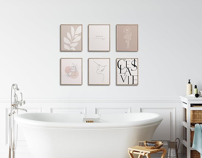 TwoDays Vanilla Girl Room Decor, Clean Girl Aesthetic Wall Art, Boho Beige Posters for Bedroom, Minimalist Cream Prints, Abstract Brown Pictures for Girls.(8" x 10", Set of 6, UNFRAMED)