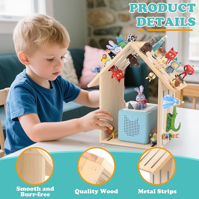 for Tonies Box Shelf Magnetic Storage Shelf, Large Size House for TonieBox 1/2 Player Tonies Figures Characters for Children Room, Wall-Mounted and Desktop Placement