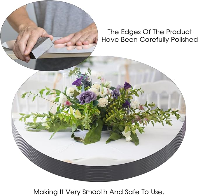 Mymonfif 12" Mirror Centerpieces, Set of 12 Round Mirrors for Centerpieces, 2mm Glass Mirror Plates, Mirror Tray, for Wedding Table, Party Decorations, Candle Plate Set, Craft, Christmas Decorations