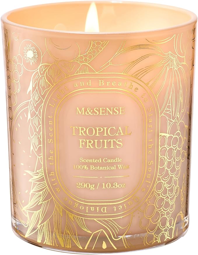 M&SENSE Fruit Party Scented Candle, Clean-Burning Soy Wax Candles for Home Scented, Berry Citrus Burst for Home Fragrance, 55 Hour Long Burning 10.3oz, Party Romantic Home Decor for Womens