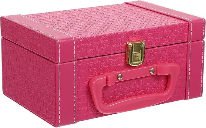 Ciieeo Princess Jewelry Box Makeup Case Storage Organizer Pink Music Jewelry Storage Case for Women with Compartments and Lid