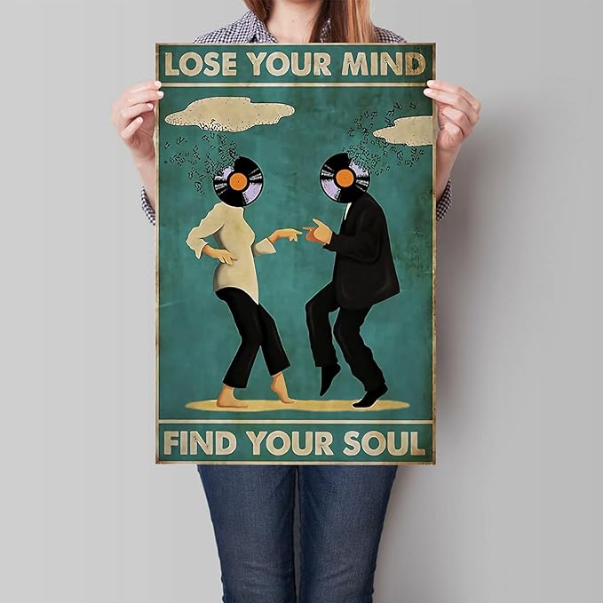 YuzhongART Vintage Classic Movie Fiction posters for room aesthetic Spiritual Quotes Lose Your Mind Find Your Soul Canvas Wall Art Cool Music Dance Wall Decor Painting for Bedroom 16x24in Unframed