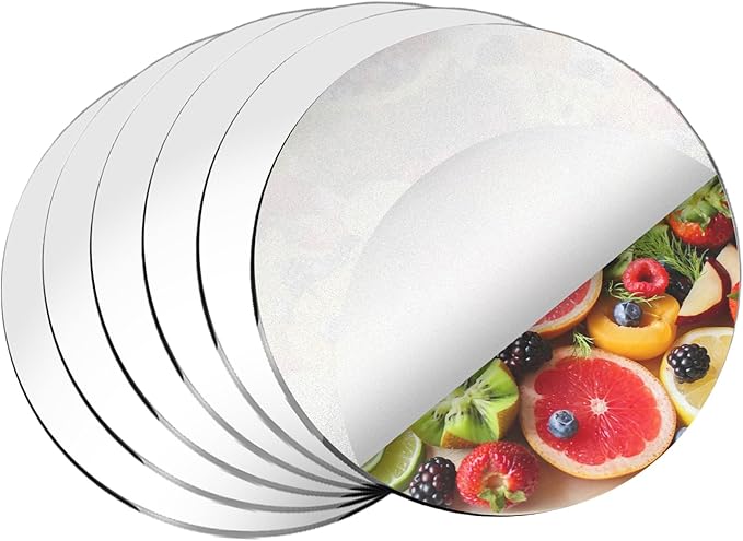 12PCS Round Mirror Plates for Centerpieces, Mirror Trays Flat Circle Mirrors for Tables Mirror Centerpieces, Circle Mirror Candle Plates for Table Centerpieces Wedding Party Centerpieces (6inch)
