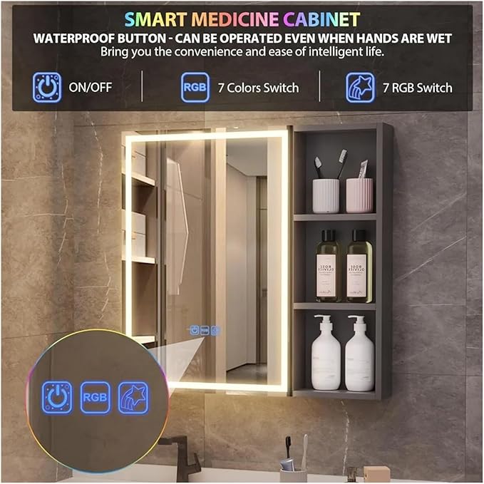 Bathroom Mirror Cabinet 5 Shelves Bathroom Storage Cabinet Makeup Organizer,Mirrors