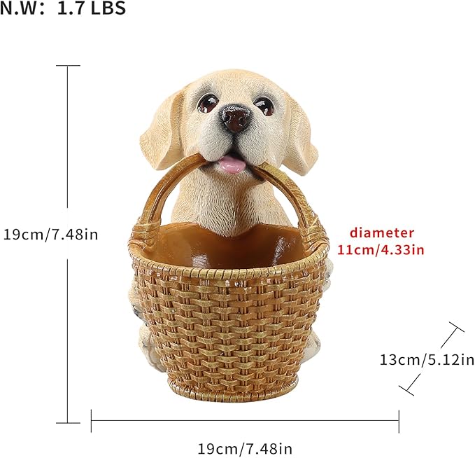 Dog Resin Storage Basket, Desktop Organizer for Remote & Keys, Cute Home Decor Tray, Ideal present for Pet Lovers.(Labrador Cream)