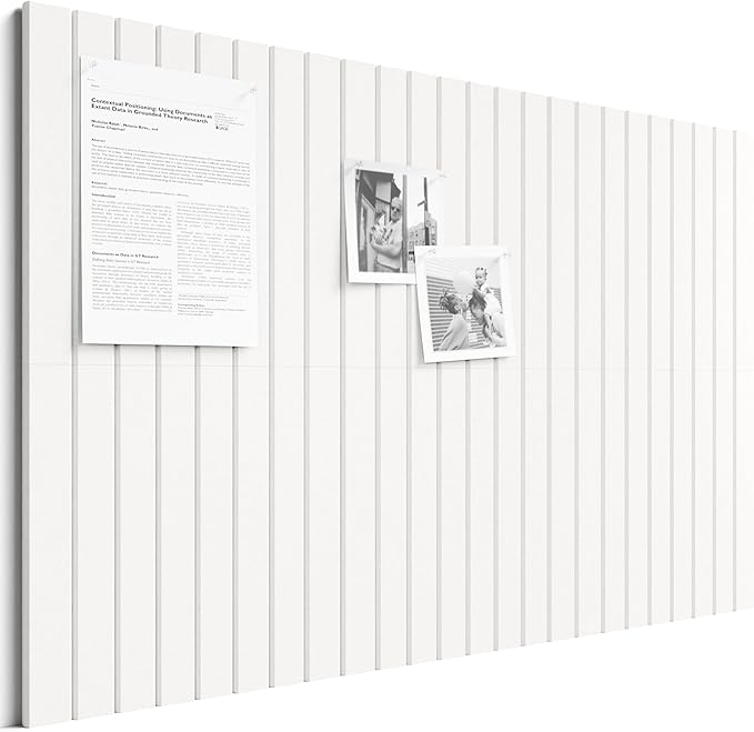 Bumusty Large Cork Board Alternative-36 x 24" Felt Bulletin Board Tiles, with 30 Pushpins, 40 Adhesive Tabs, Fine-Stripe 6-Pack, Cork Boards for Office Push Pin Board Felt Board-Milky White