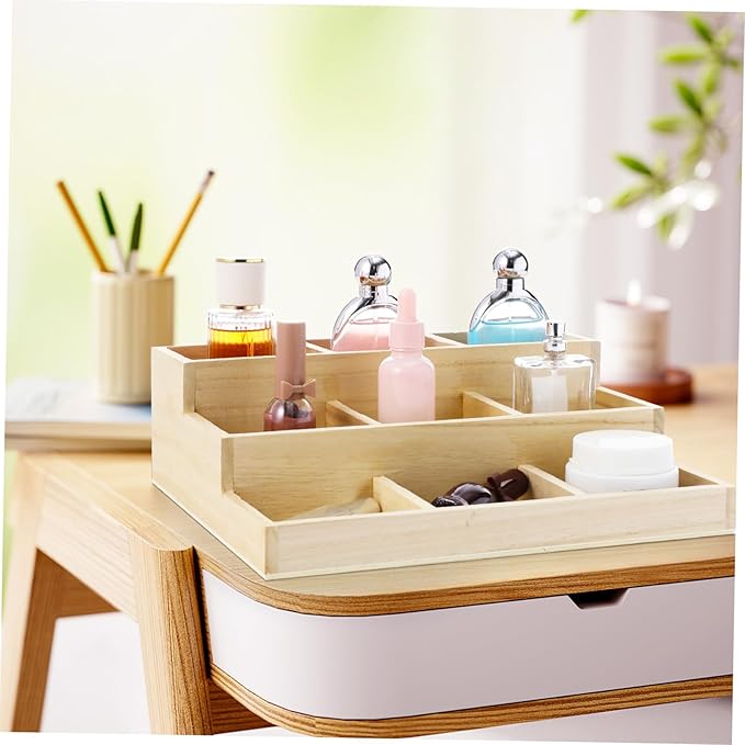 PartyKindom Retro Style Wooden Jewelry Organizer Cosmetics Vanity Organizer for Husband Birthday Treasure Box Jewelry Boxes for Women