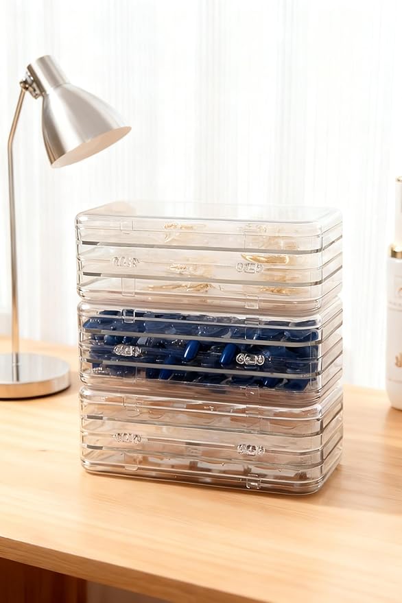 Transparent Tri-Fold Storage Box, Acrylic Jewelry and Nail Organizer with Multiple Compartments, Portable Design